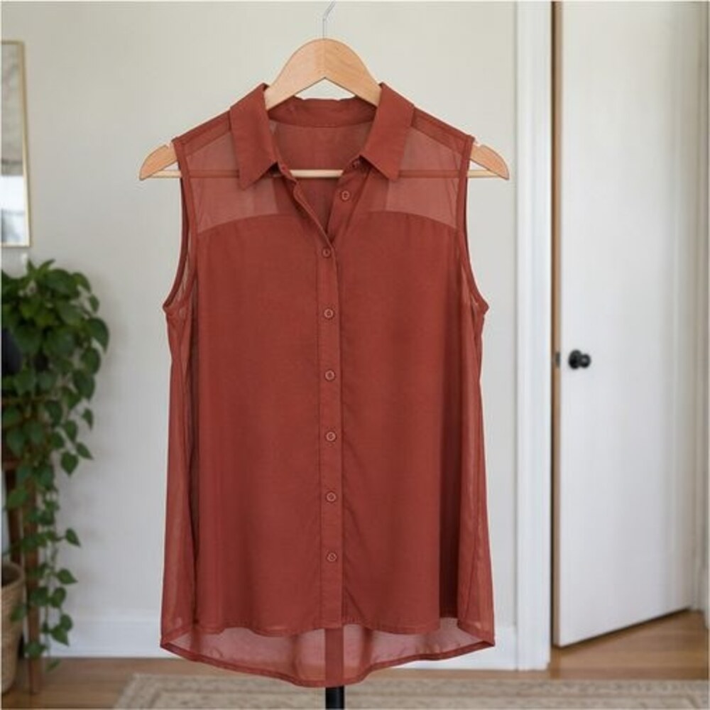 Rust Ruffle Blouse